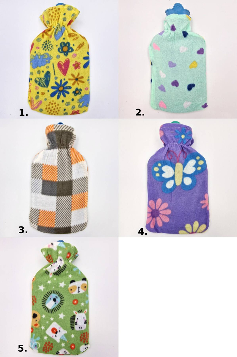 TERMOFOR GUMOWY W PLUSZOWYM POKROWCU ROZGRZEWACZ CIEPŁY MIŁY 2 LITRY WODY