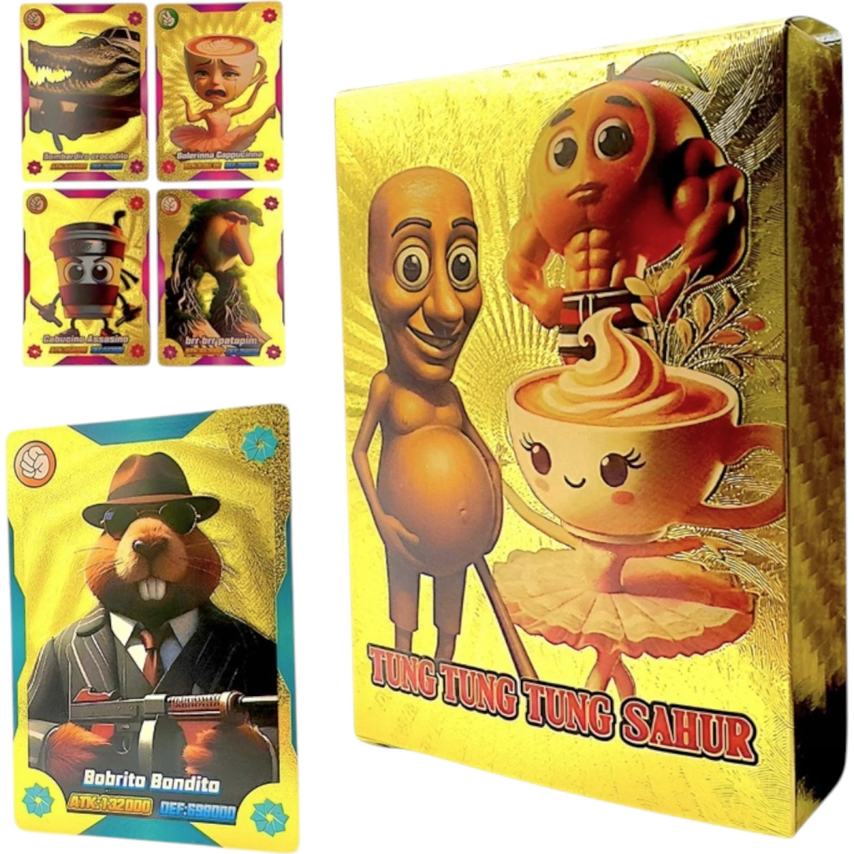 BRAINROT KARTY KOLEKCJONERSKIE ZŁOTE TUNG TUNG SAHUR BALERINA KAPUCZINA 55