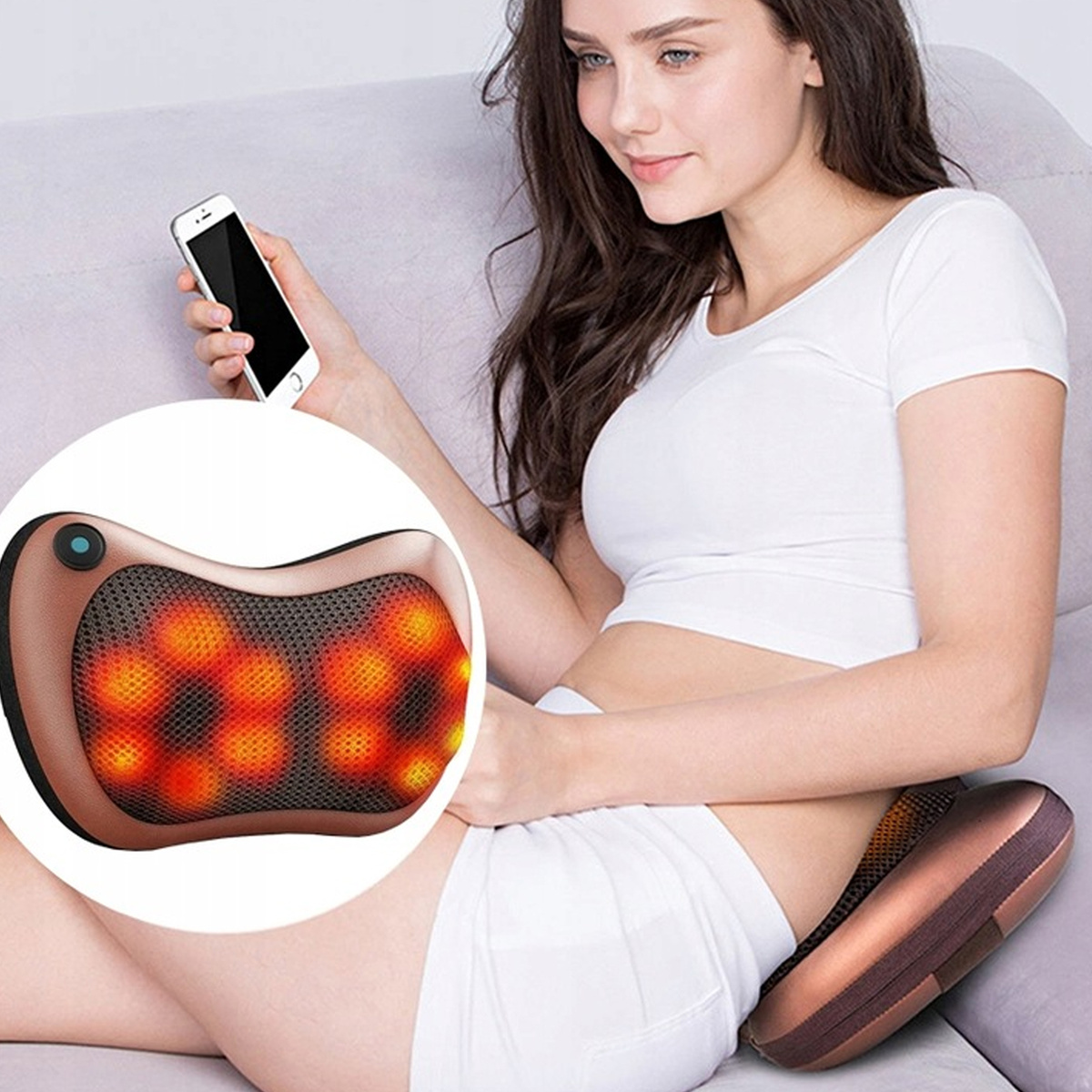 MASAŻER SHIATSU PODUSZKA MASUJĄCA DO CIAŁA KARKU STÓP ŁADOWARKA SAMOCHODOWA