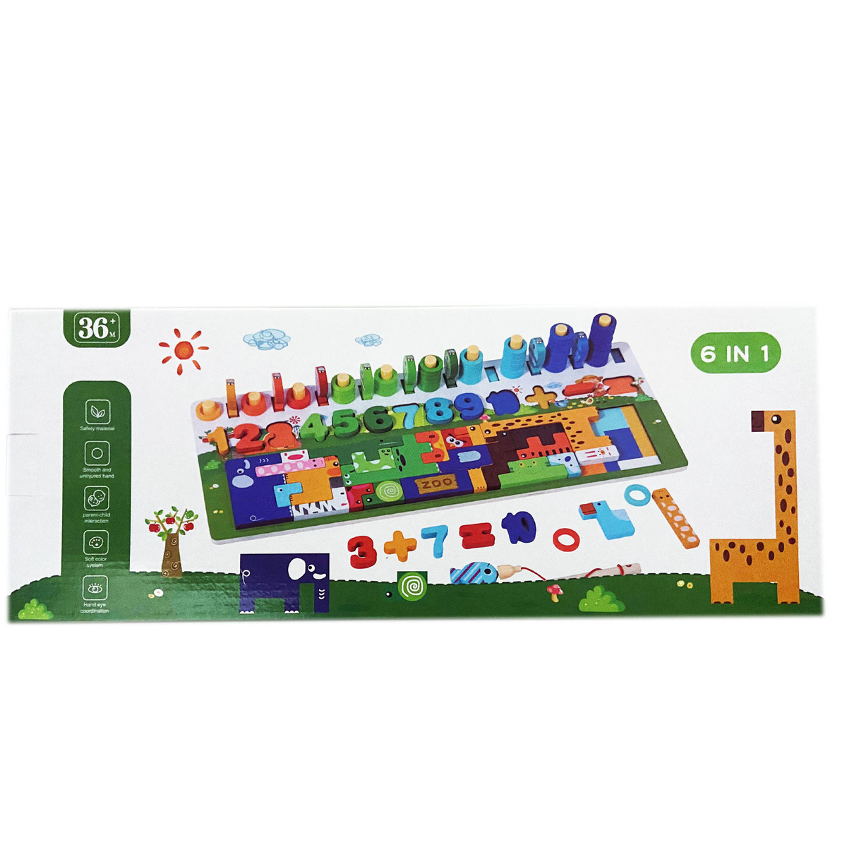 TRENING MÓZGU DREWNIANA UKŁADANKA SORTER PUZZLE GRA EDUKACYJNA MONTESSORI