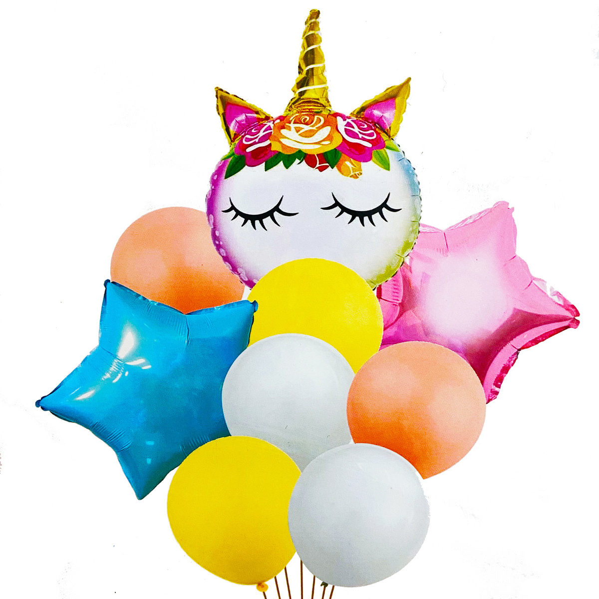 ZESTAW BALONY JEDNOROŻEC 9el GWIAZDKI URODZINY HEL  NA IMPREZĘ DLA DZIECI
