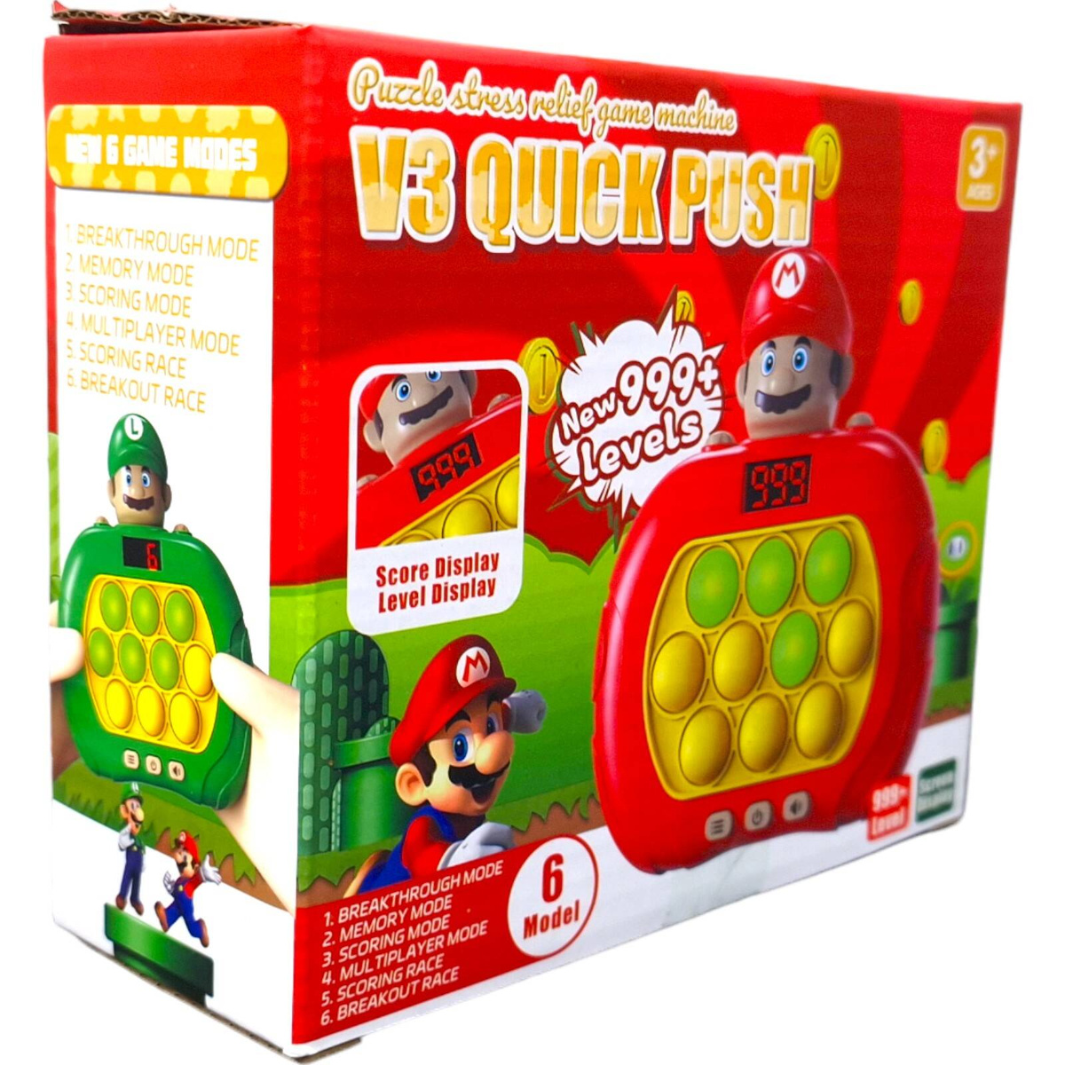 KONSOLA POP IT SUPER MARIO GRA ELEKTRONICZNA ANTYSTRESOWA 999 POZIOMÓW LCD