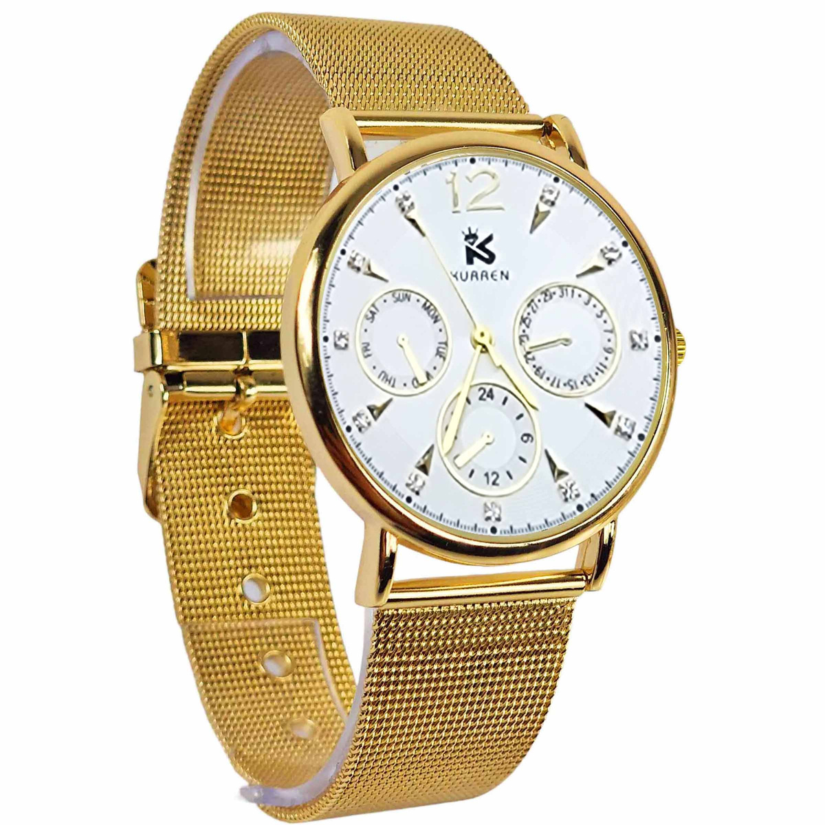 KLASYCZNY ELEGANCKI ZŁOTY ZEGAREK DAMSKI BRANSOLETA PREZENT NA CO DZIEŃ