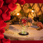 WIECZNA RÓŻA W SZKLE ŚWIECĄCA ŚWIECI LED FLOWERBOX BUKIET KWIATY NA PREZENT