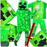 MINECRAFT Strój dla chłopca CREEPER / kostium na bal rozmiar S 110-120 cm + miecz
