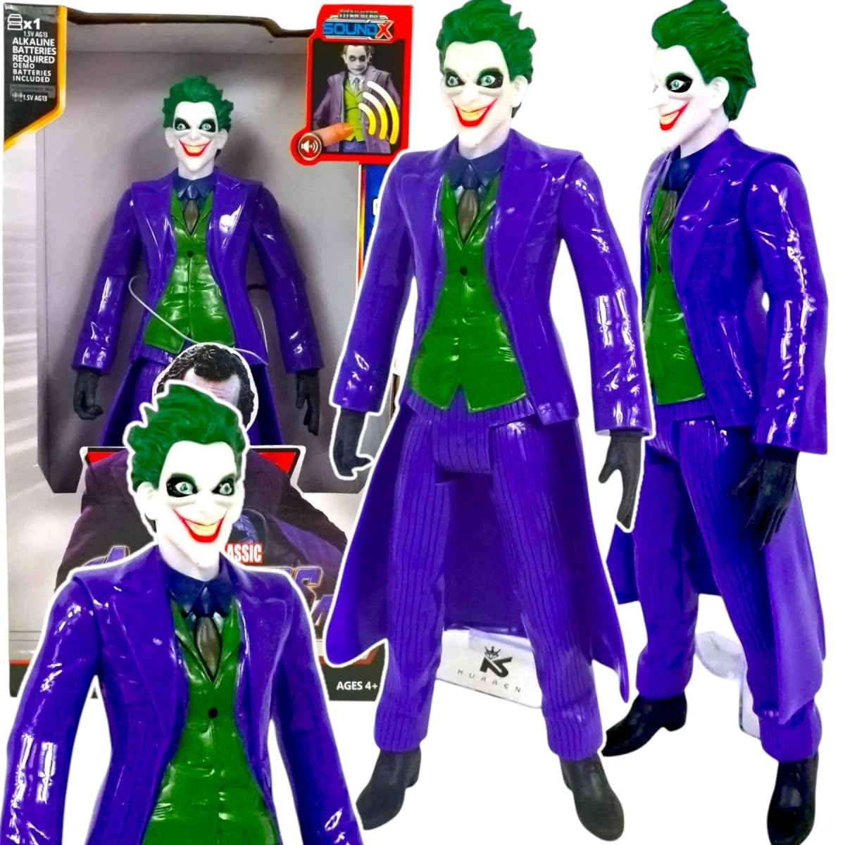 JOKER DUŻA FIGURKA INTERAKTYWNA AVENGERS RUCHOMA ŚWIECI DŹWIĘK GOTHAM 30CM