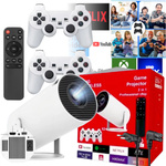 PROJEKTOR LED RZUTNIK + KONSOLA ANDROID PRZENOŚNY 2 PADY GRY PILOT WIFI USB