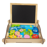 DREWNIANA TABLICA DWUSTRONNA PISANIE ŁOWIENIE RYBEK WĘDKI RYBKI OWOCE 