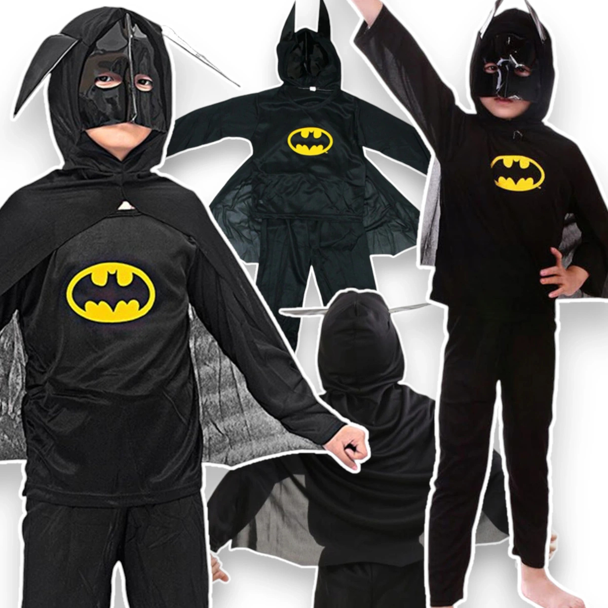 BATMAN KOSTIUM DLA CHŁOPCA PELERYNA MASKA 4w1 STRÓJ NA IMPREZĘ roz 110-122