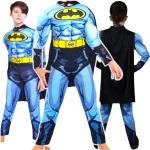 STRÓJ DLA CHŁOPCA PRZEBRANIE BATMAN PELERYNA GRUBY Z MIĘŚNIAMI roz 122-128