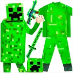 MINECRAFT Strój dla chłopca CREEPER / kostium na bal rozmiar S 110-120 cm + miecz + karabin
