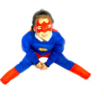 STRÓJ SUPERMAN PRZEBRANIE DLA DZIECI NA BAL 3w1 GRUBY MIĘŚNIE MASKA KOSTIUM