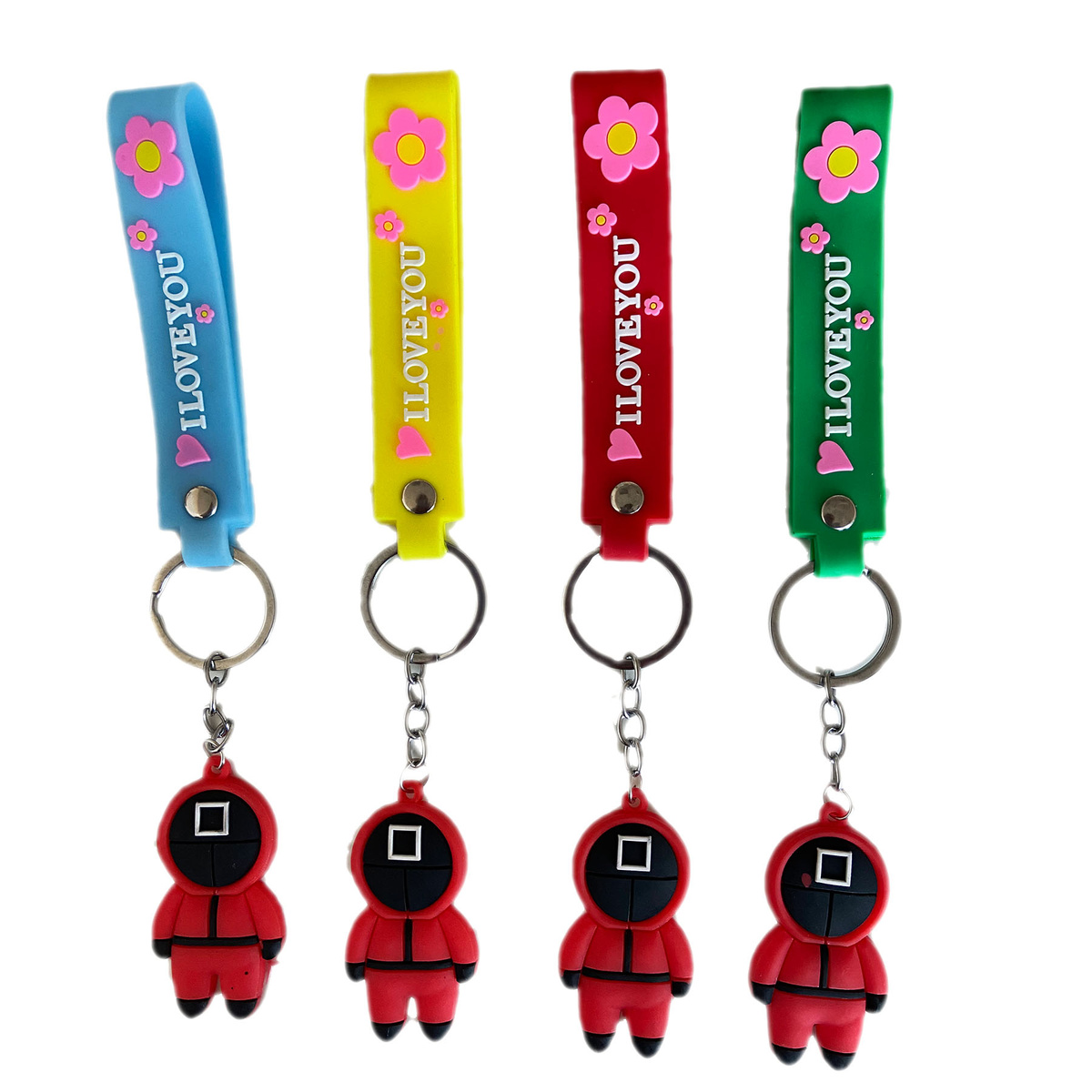 BRELOCZEK DO KLUCZY Z FILMU SQUID GAME STRAŻNIK TRÓJKĄT WISIOREK GUMOWY 