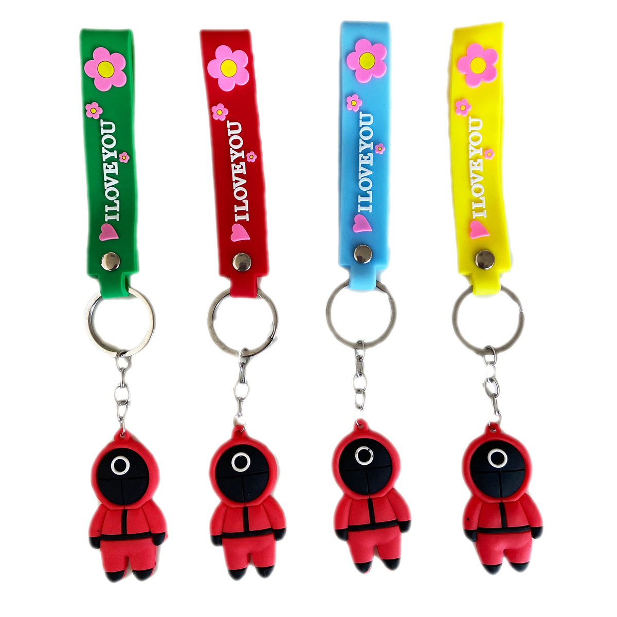 BRELOCZEK DO KLUCZY Z FILMU SQUID GAME STRAŻNIK TRÓJKĄT WISIOREK GUMOWY 