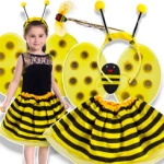 STRÓJ DLA DZIECI PSZCZÓŁKA PSZCZOŁA SKRZYDEŁKA SPÓDNICZKA PRZEBRANIE 4w1