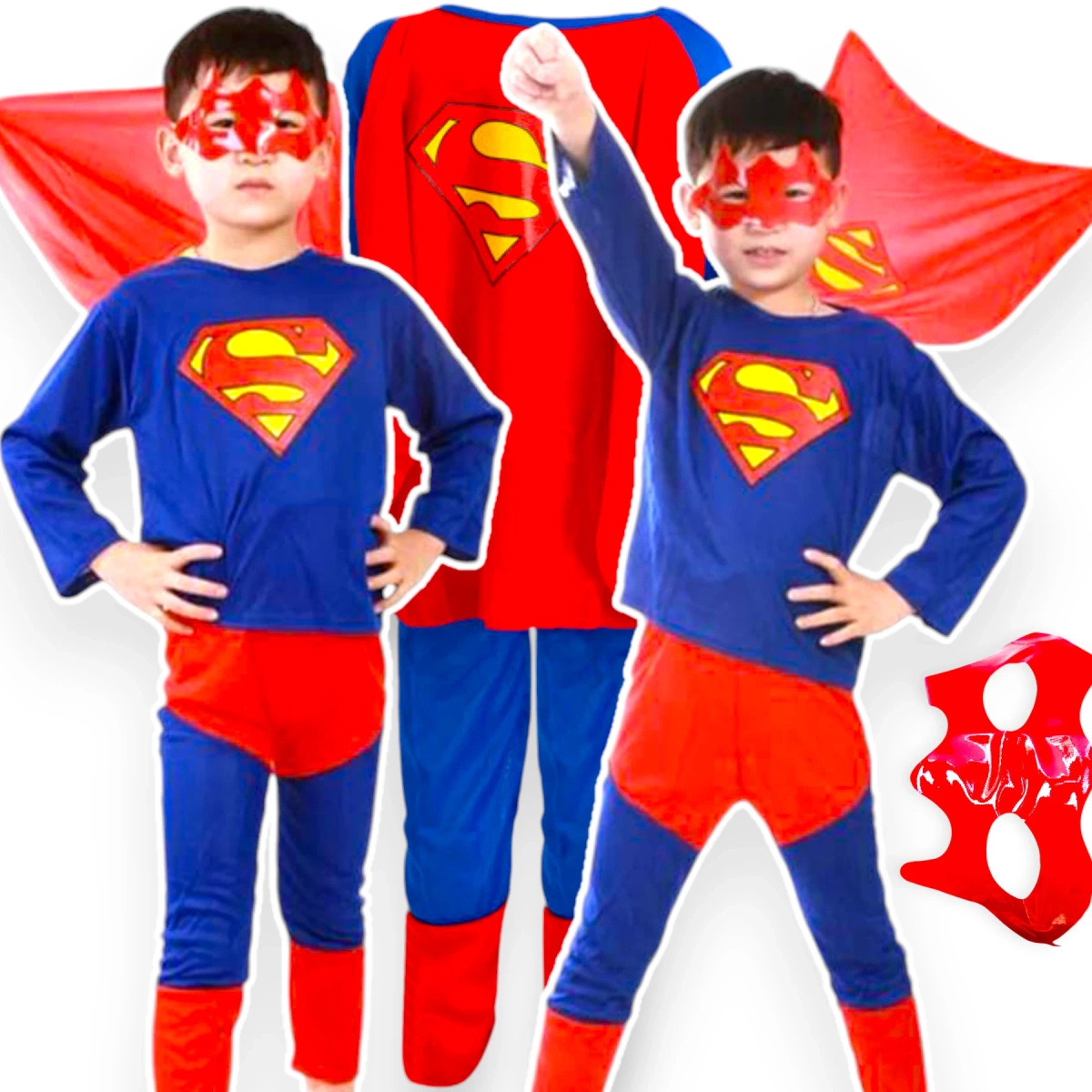 SUPERMAN STRÓJ DLA CHŁOPCA PELERYNA MASKA 122-134