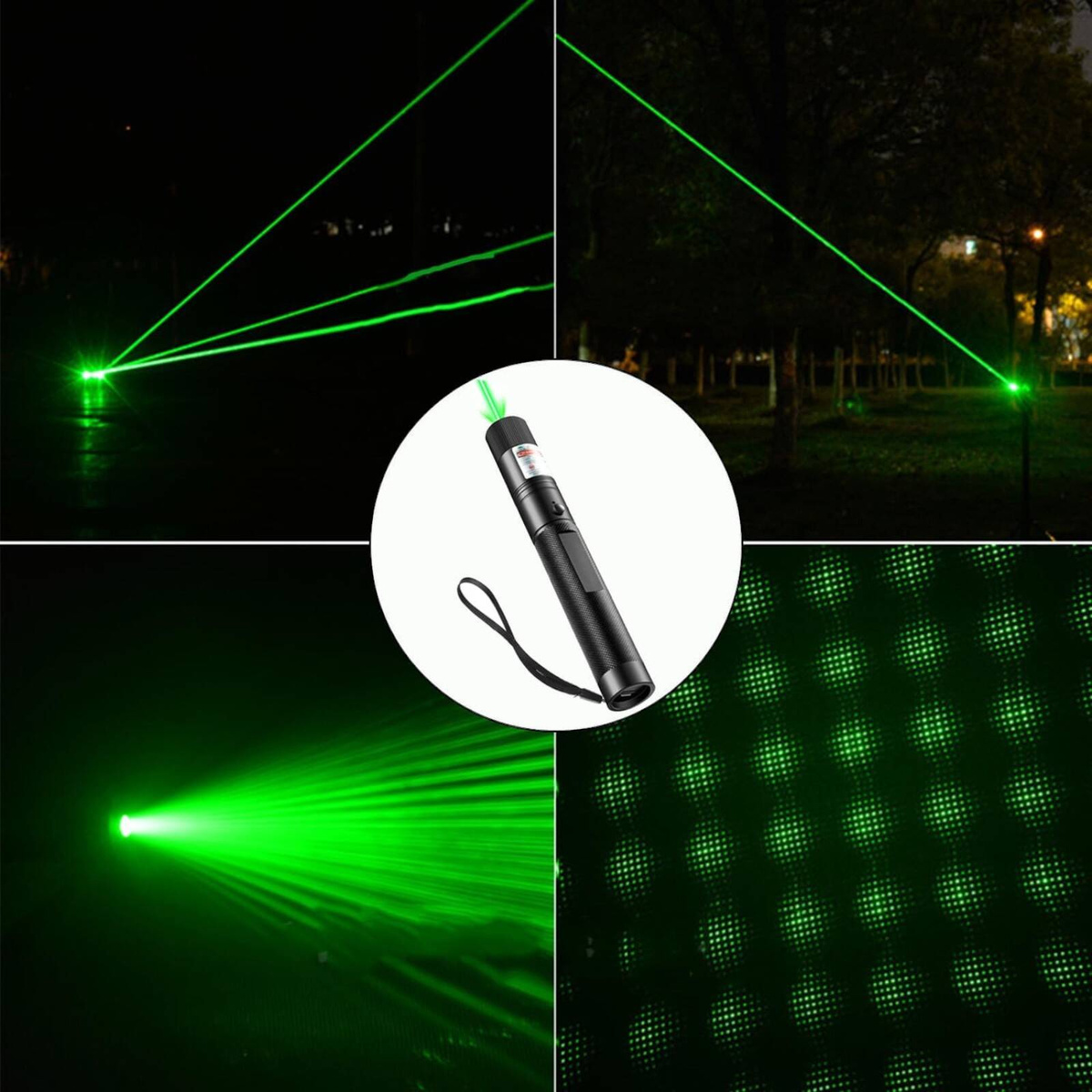 MOCNY WSKAŹNIK LASEROWY LASER POINTER ZIELONY AKU + ŁADOWARKA I NAKŁADKA