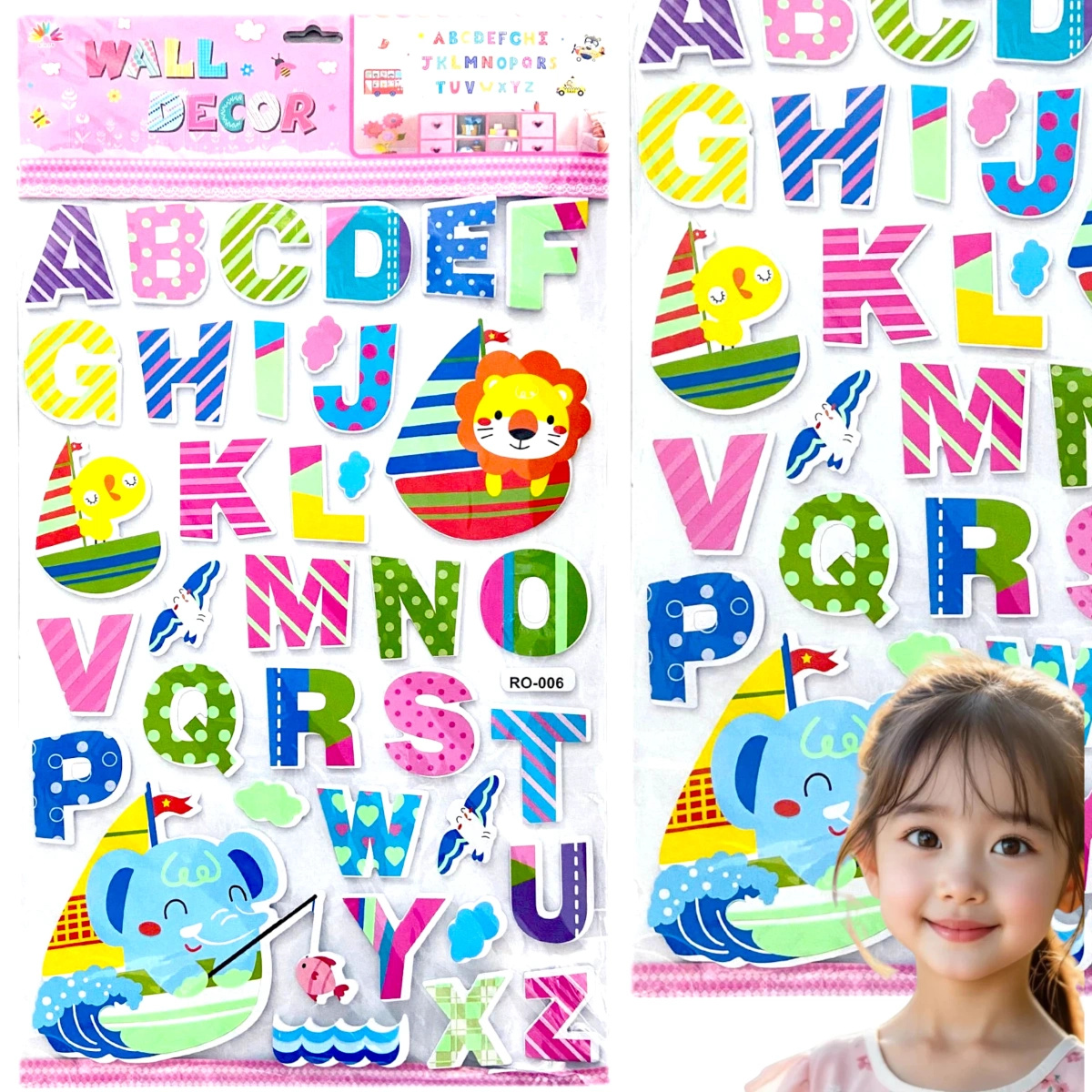 NAKLEJKI 3D NA ŚCIANĘ DLA DZIECI ALFABET ZWIERZĘTA OZDOBA POKOJU NA ŚCIANĘ