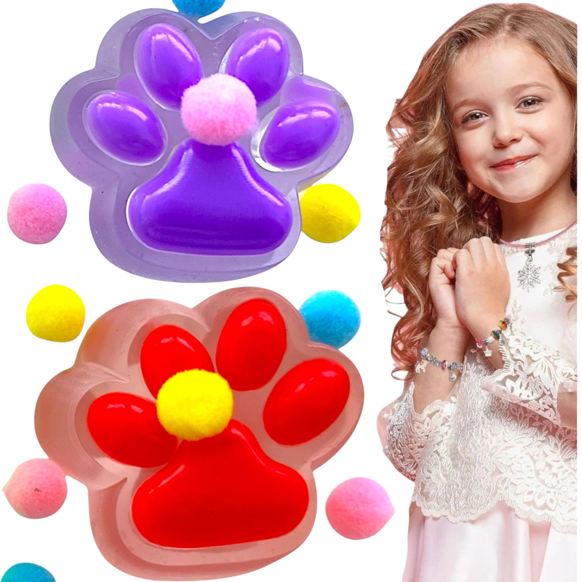 GNIOTEK KOCIA ŁAPKA SQUISHY ZESTAW 2 SZTUKI ZABAWKA ANTYSTRESOWA PSIA ŁAPA