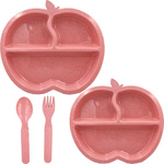 ZESTAW DLA DZIECI DO JEDZENIA 2 TALERZE PRZEGRÓDKI + SZTUĆCE WIDELEC ŁYŻKA