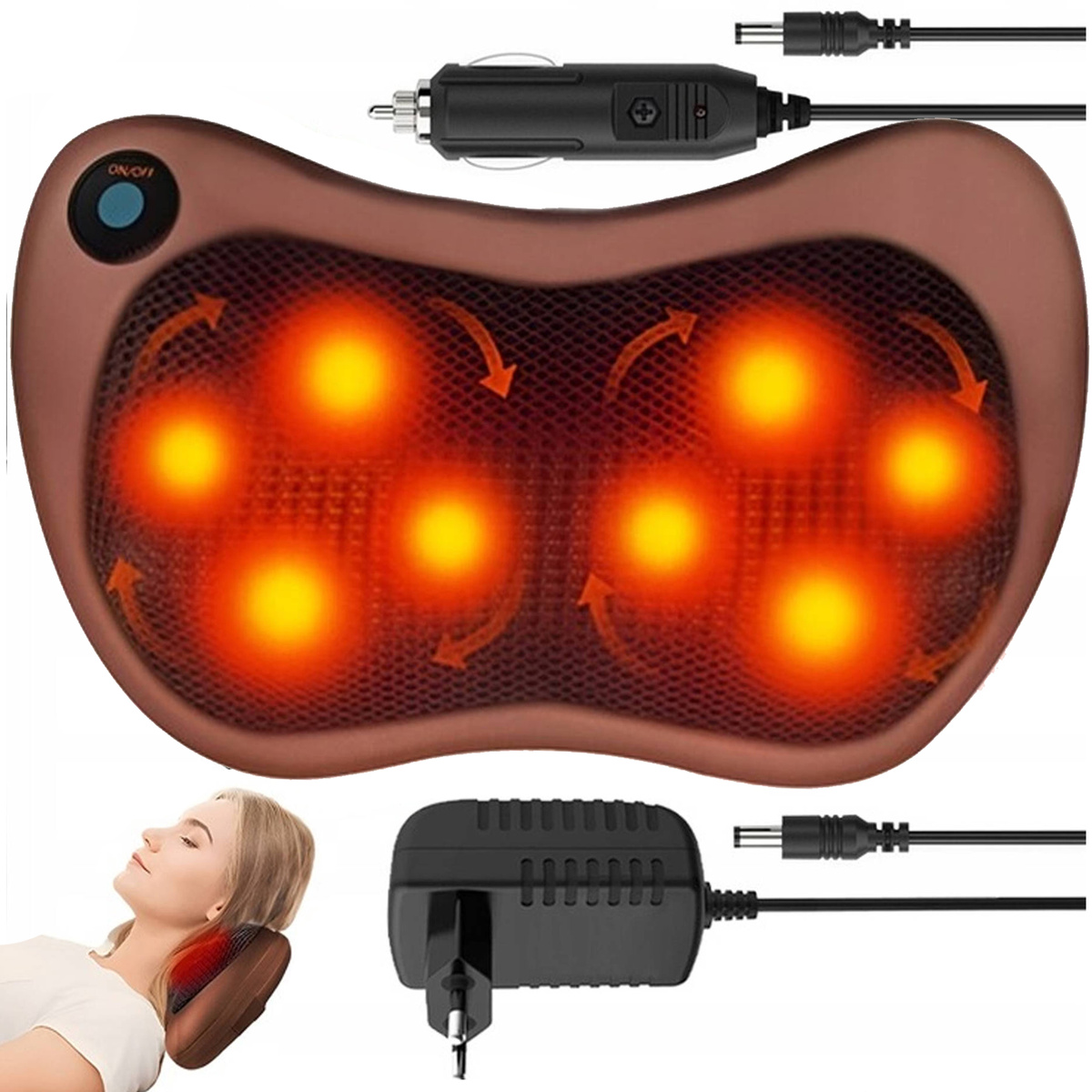 MASAŻER SHIATSU PODUSZKA MASUJĄCA DO CIAŁA KARKU STÓP ŁADOWARKA SAMOCHODOWA