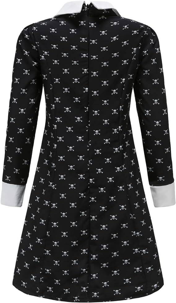 SUKIENKA WEDNESDAY ADDAMS PRZEBRANIE NA HALLOWEEN W CZASZKI KOSTIUM rozm S