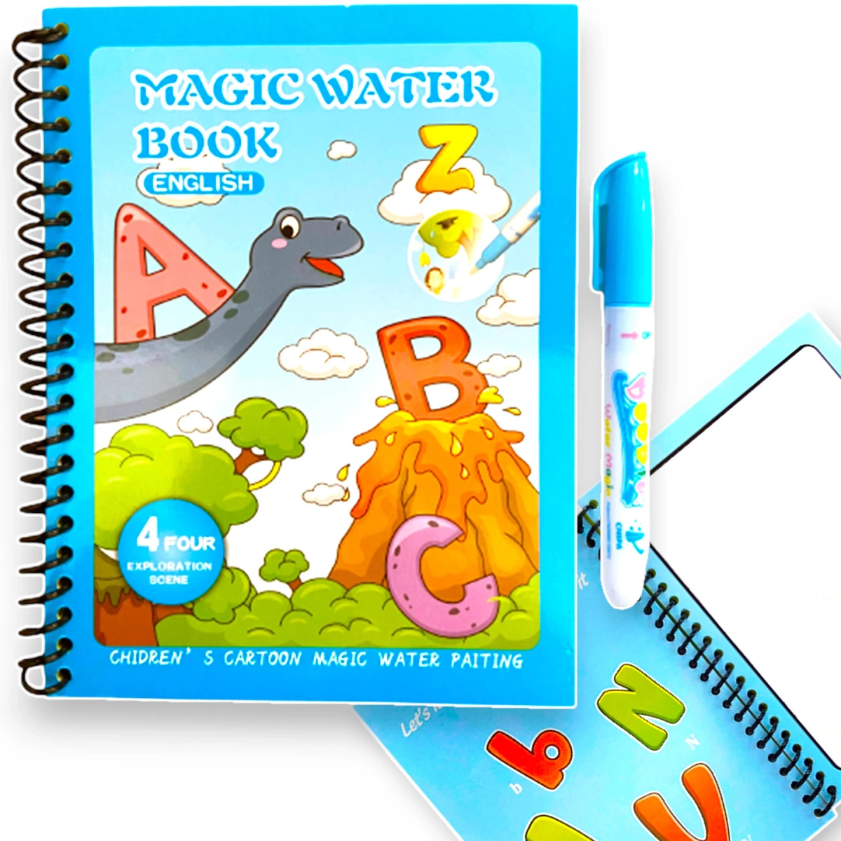 WODNA KOLOROWANKA ALFABET ABC MAGICZNY FLAMASTER 4 OBRAZKI DO KOLOROWANIA