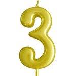 ŚWIECZKA URODZINOWA NA TORT CYFRA 3 ZŁOTA NA URODZINY DEKORACJA TORTU