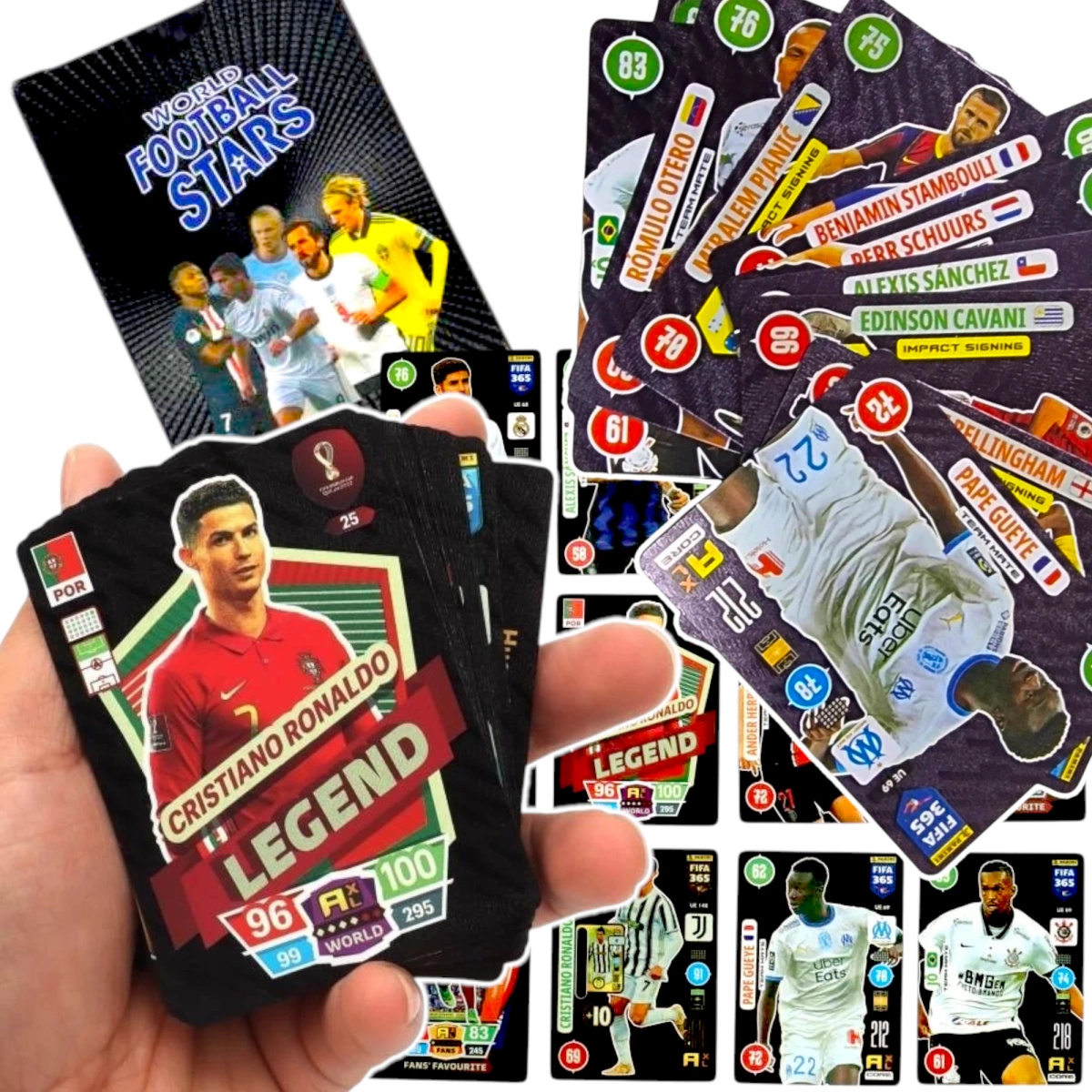 CZARNE KARTY PIŁKARSKIE Z PIŁKARZAMI ZESTAW 10 SZTUK KART EDYCJA SPECJALNA