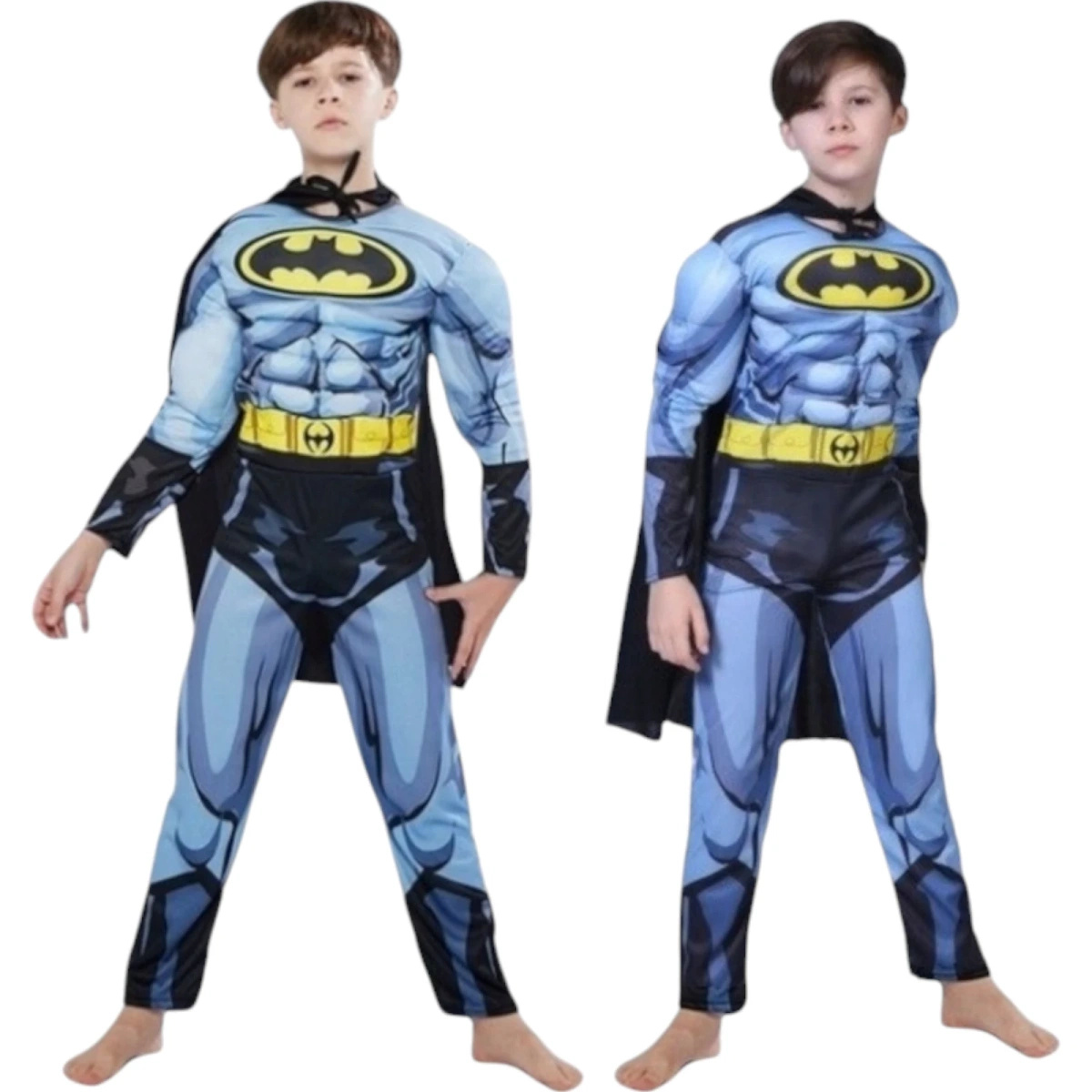 STRÓJ DLA CHŁOPCA PRZEBRANIE BATMAN PELERYNA GRUBY Z MIĘŚNIAMI roz 122-128