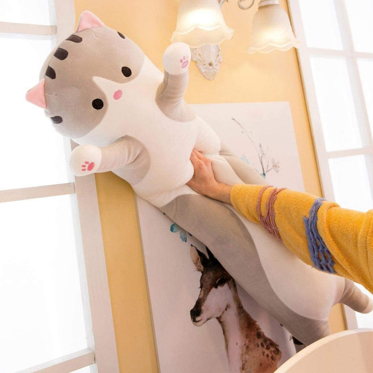 PODUSZKA PLUSZOWA MASKOTKA DŁUGI KOT ZAGŁÓWEK 70cm