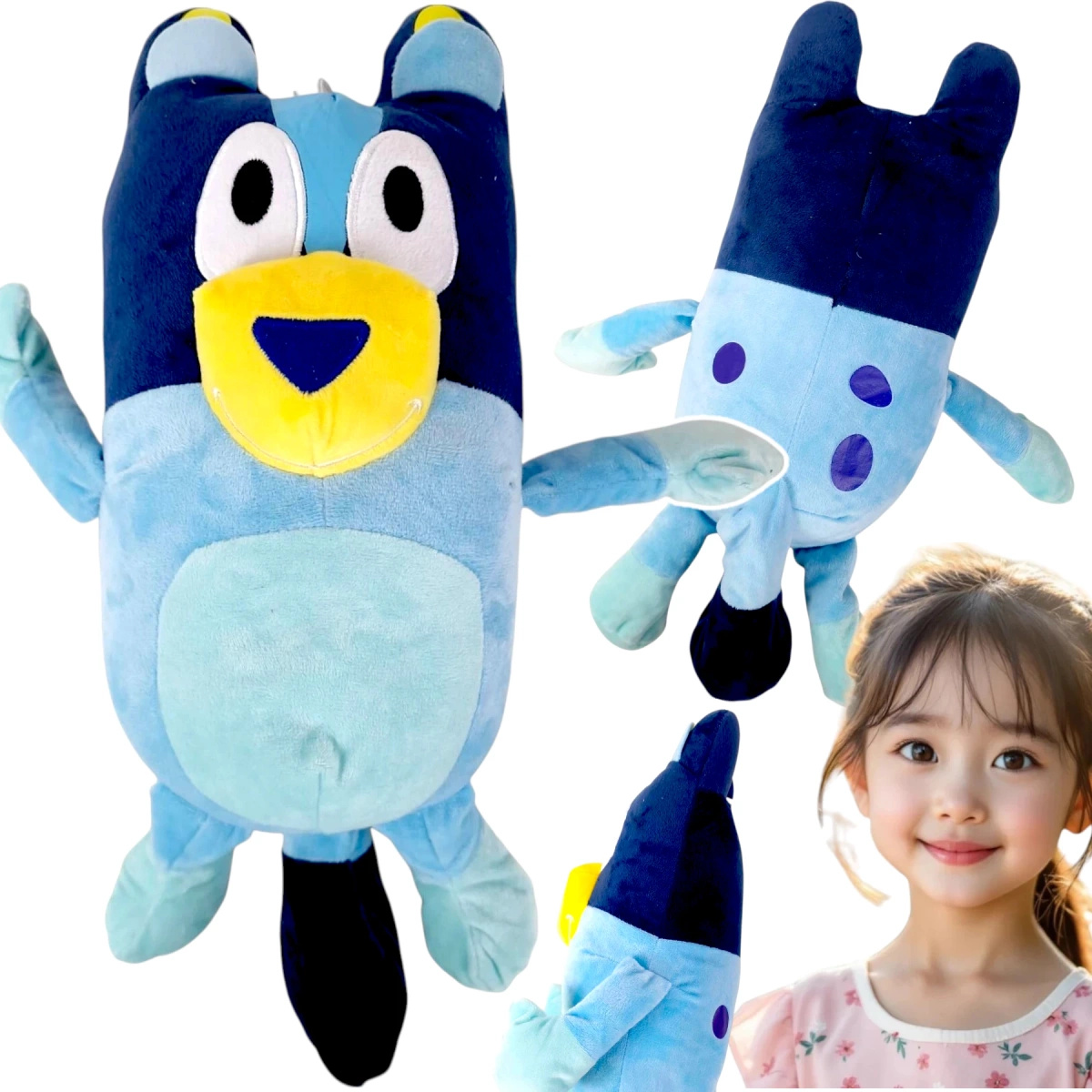 BLUEY I BINGO MEGA DUŻA PLUSZOWA MASKOTKA Z BAJKI PLUSZAK PRZYTULANKA BLUE
