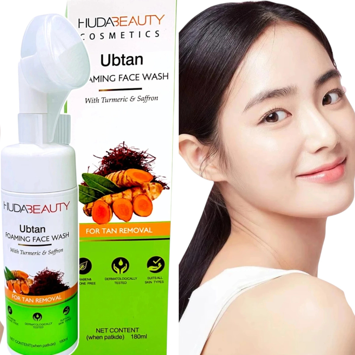 PIANKA OCZYSZCZAJĄCA DO TWARZY Z SZAFRANEM I KURKUMĄ 150ml SZCZOTKA