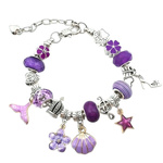 Zestaw do Robienia Bransoletek Koraliki Biżuterii Prezent Zawieszki Kuferek - FIOLETOWY