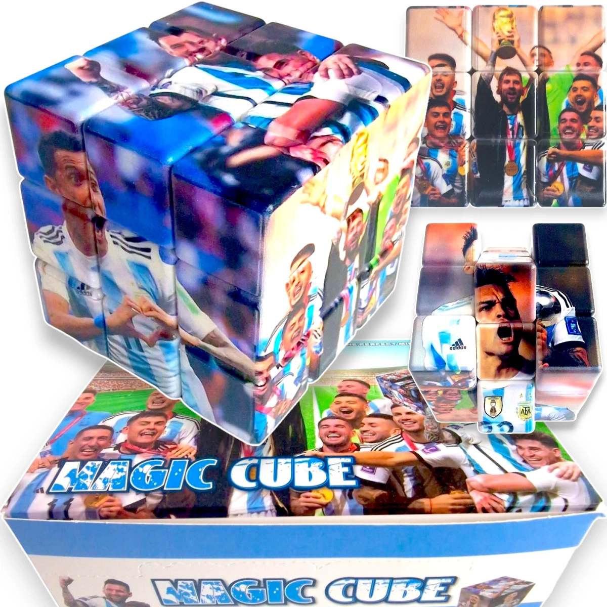 KOSTKA LOGICZNA DO UKŁADANIA 3x3x3 UKŁADANKA EDUKACYJNA Z PIŁKARZAMI 