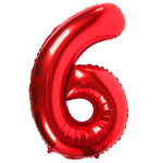 BALON FOLIOWY CYFRA 6 CZERWONY NA URODZINY IMPREZĘ JUBILEUSZ 100cm