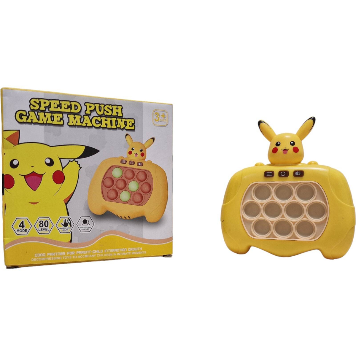 POP IT KONSOLA PUSH POKEMON PIKACHU GRA ELEKTRONICZNA ZRĘCZNOŚCIOWA 4 TRYBY