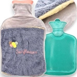 DUŻY TERMOFOR GUMOWY W SWETERKU POKROWIEC PLUSZOWY OGRZEWACZ 2 LITRY CIEPŁY