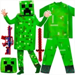 MINECRAFT Strój dla chłopca CREEPER / kostium na bal rozmiar L 130-140 cm + miecz + karabin