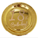 TALERZYKI PAPIEROWE ZŁOTE NA 18 URODZINY ZESTAW EKOLOGICZNYCH TALERZY 6szt.