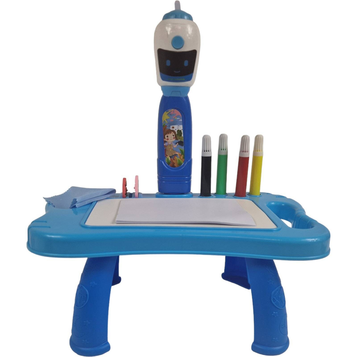 TABLICA DO RYSOWANIA PROJEKTOR STOLIK ŚWIATŁO DŹWIĘK 32 OBRAZKI BIURKO AKC