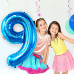 BALON FOLIOWY CYFRA 9 NIEBIESKI  NA URODZINY IMPREZĘ JUBILEUSZ 100cm