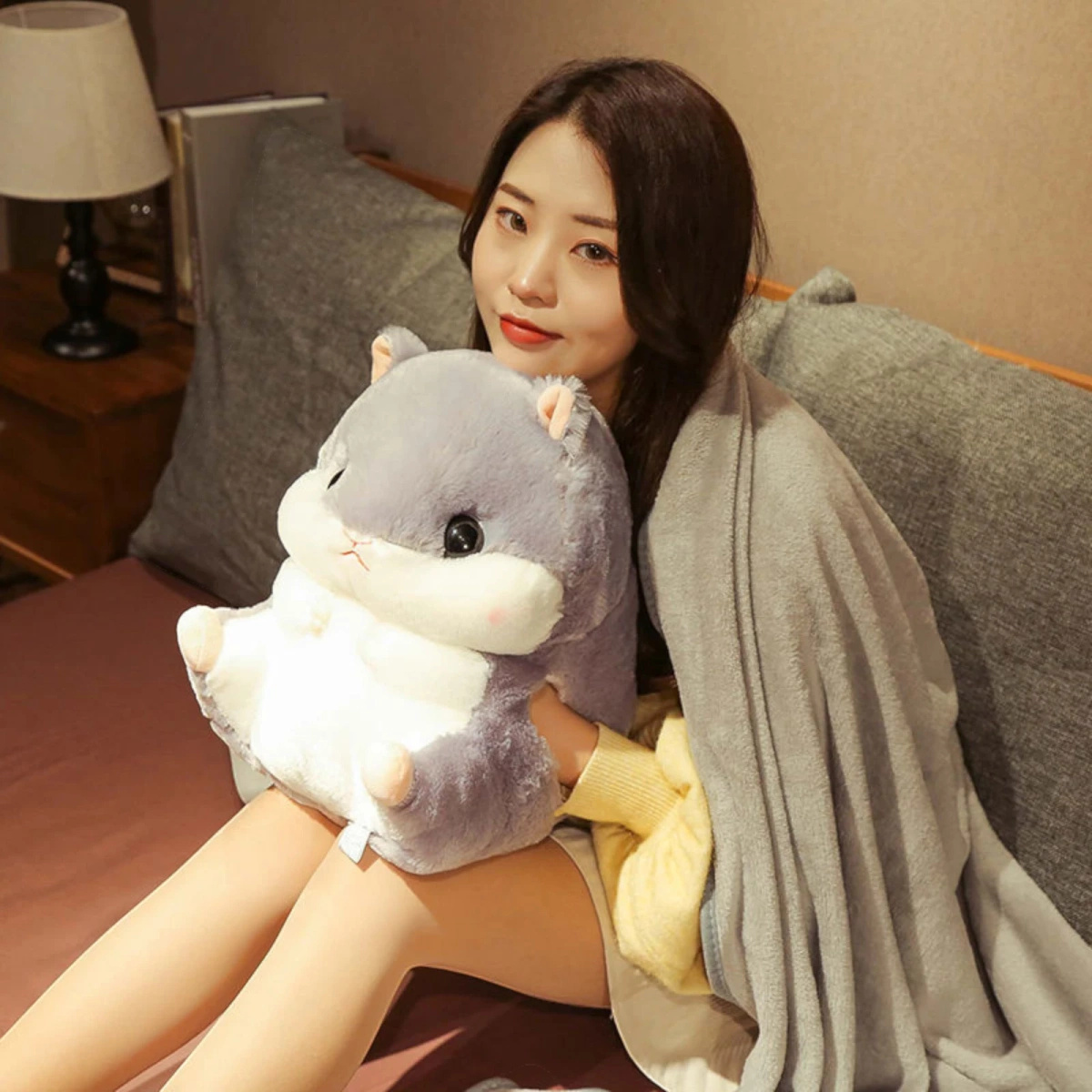 CHOMIK Z KOCYKIEM DUŻA MASKOTKA PRZYTULANKA PODUSZKA KOCYK PLUSZAK 35CM