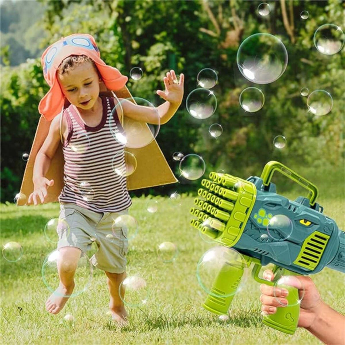 PISTOLET DO BANIEK MYDLANYCH AUTOMAT DINOZAUR MASZYNKA BAŃKI MYDLANE + PŁYN