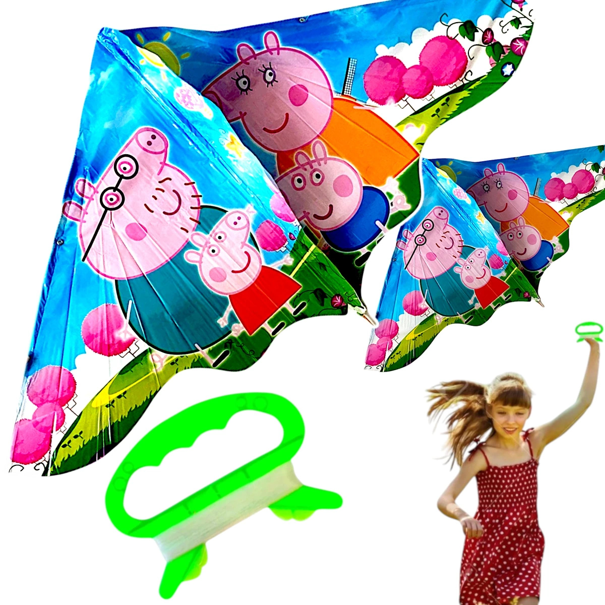 DUŻY LATAWIEC DLA DZIECI ŚWINKA PEPPA XL 117x62cm GEORGE MAMA TATA DO NAUKI