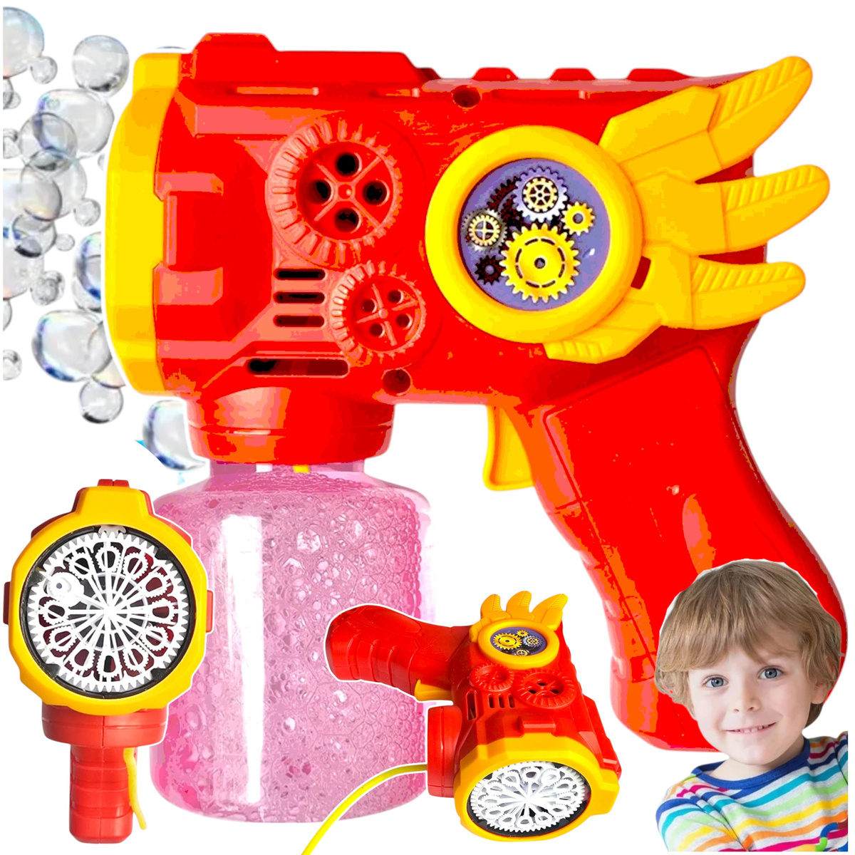 PISTOLET DO BANIEK MYDLANYCH MASZYNKA WYRZUTNIA BAŃKI MYDLANE + PŁYN