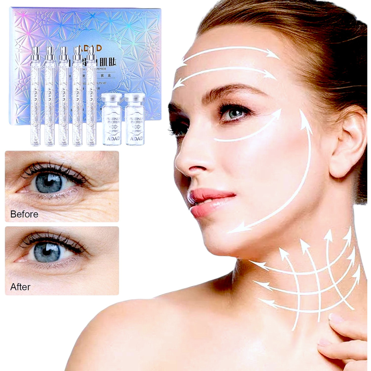 LUKSUSOWY ZESTAW PEPTYDOWY NICI LIFTINGUJĄCE 40szt ESENCJA Z PLATYNĄ 5x15ml