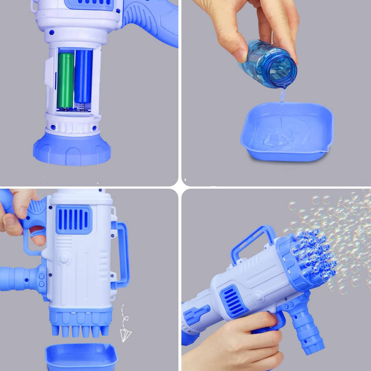 PISTOLET NA BAŃKI MYDLANE MASZYNKA WYRZUTNIA BANIEK MYDLANYCH BAZOOKA PŁYN