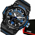 MODNY MĘSKI SPORTOWY ZEGAREK SMAEL STOPER BUDZIK MOCNY WODOODPORNY KOLORY