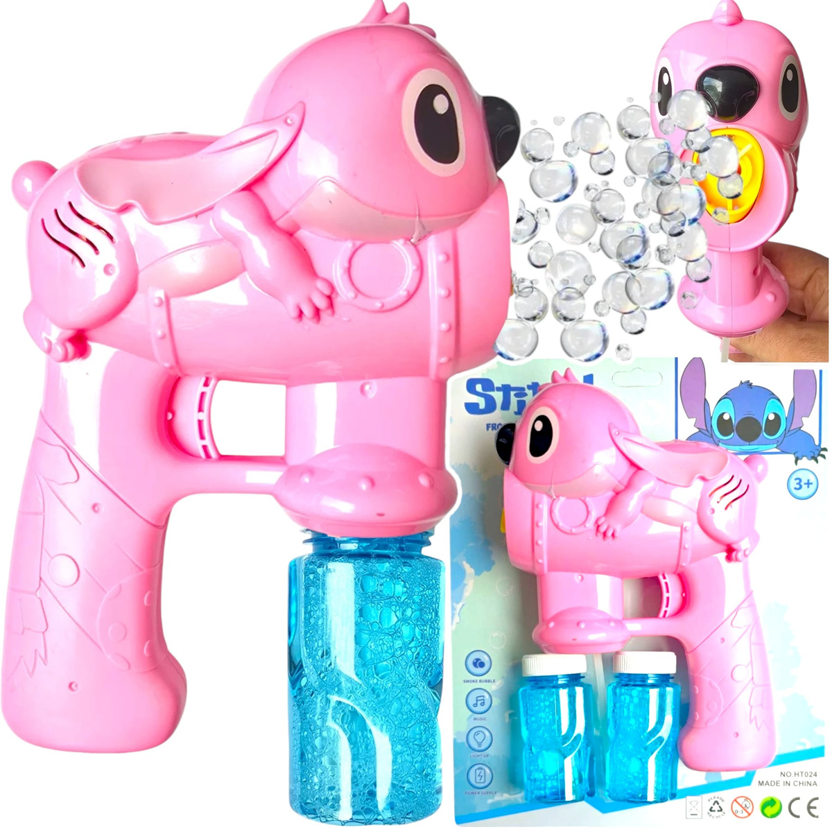 PISTOLET DO BANIEK MYDLANYCH LILO STICH AUTOMAT BAŃKI MYDLANE PŁYN STITCH